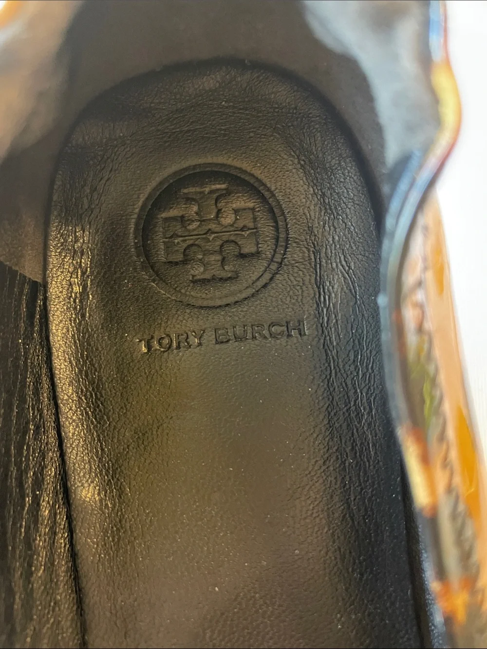Tory Burch Leopard-Print Reva Ballet Flats - Black & Brown Patent Leather Sz 8